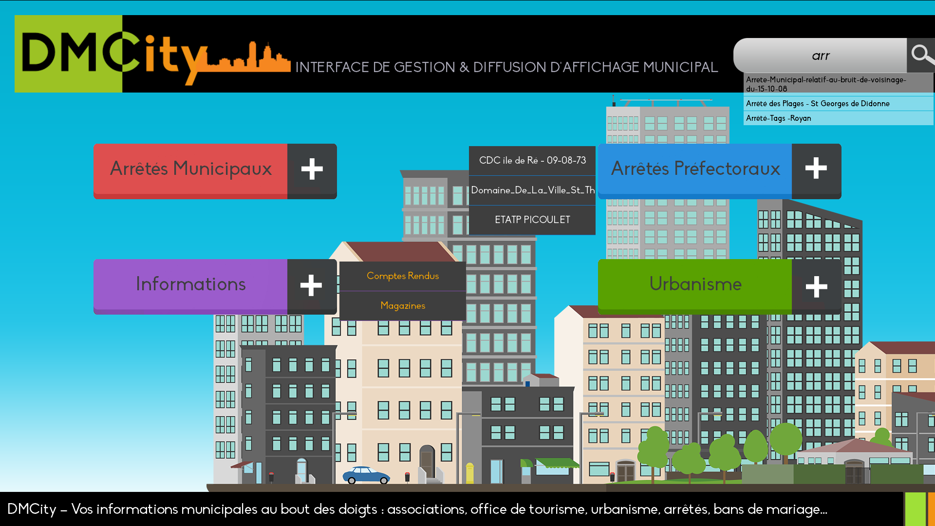 Plateforme Interactive Collectivités | Interface d'accueil